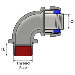 Фитинг 90° для металлорукава, нар. резьба - Фурнитура MESAN